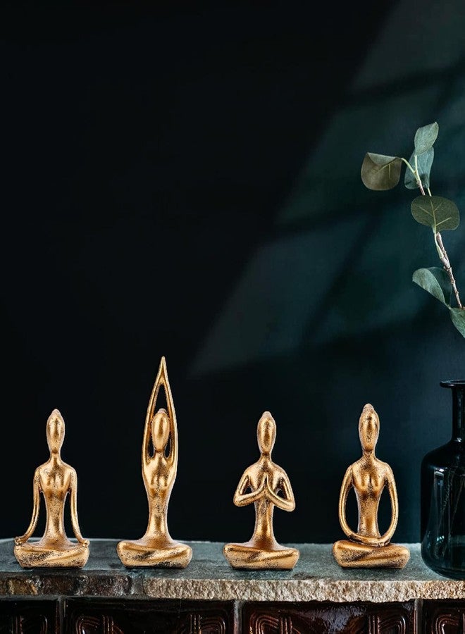 Chiorgone Yoga Pose Statue Set (4 Pcs), Abstract Figurines for Shelf Decor, Zen Meditation Accessories for Home & Office, Spiritual Gift (Gold) - Image 4
